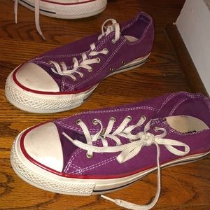 Purple converse shoes